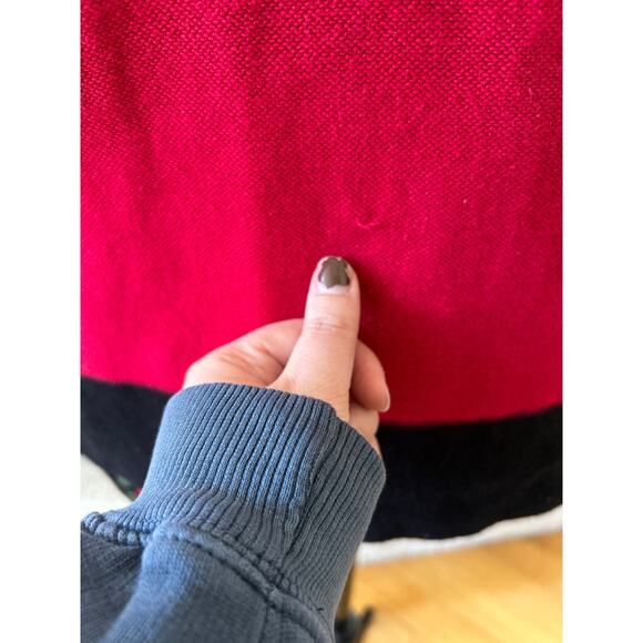 Vintage Red & Black Velvet Trim Embroidered Cardinal Zip Up Cardigan - Picture 3 of 8